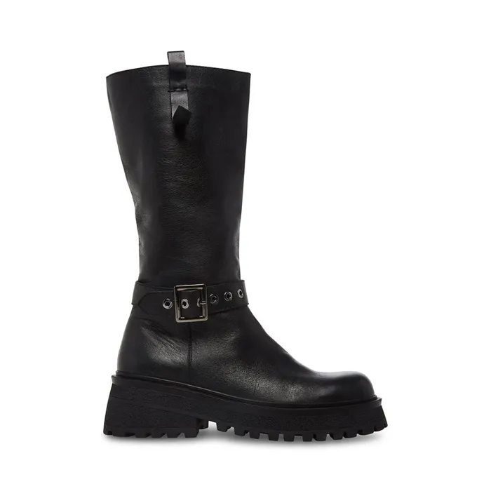 Womens Willow Black Leather Steve Madden Boots and Booties