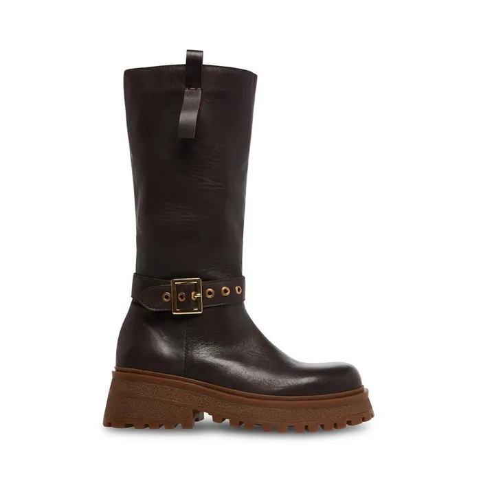 Womens Willow Brown Leather Steve Madden Boots and Booties