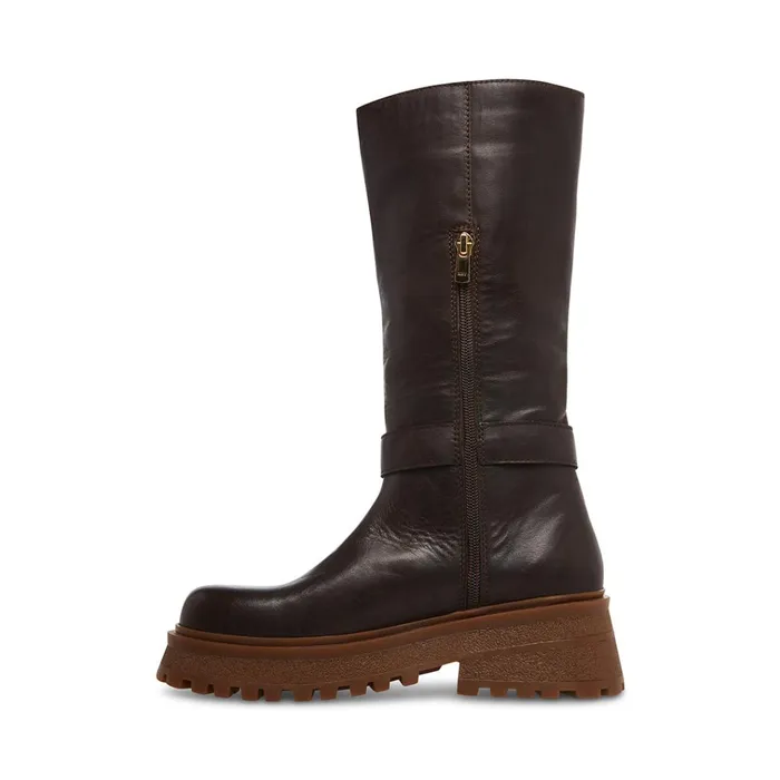 Womens Willow Brown Leather Steve Madden Boots and Booties