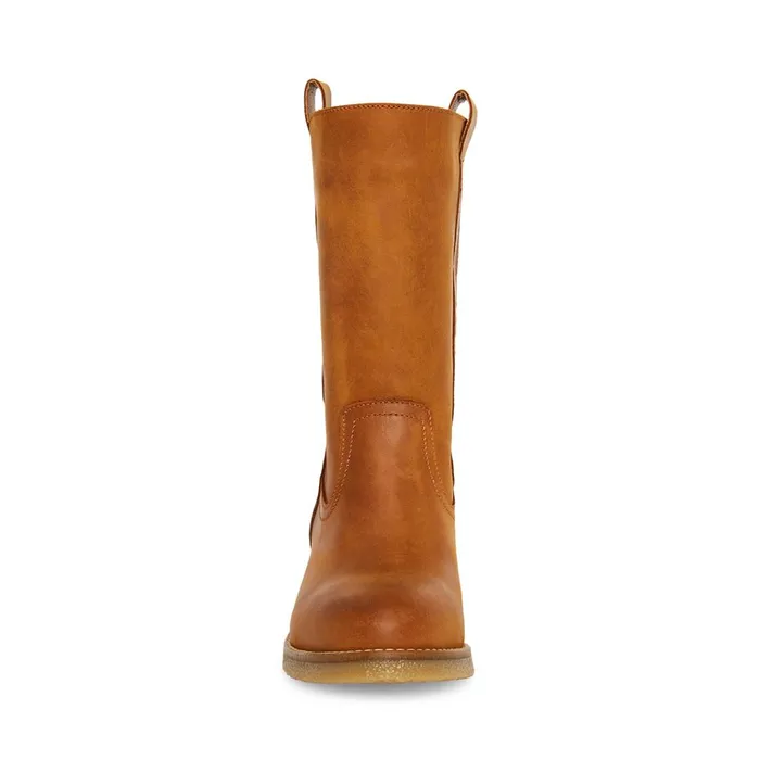 Womens Winny Cognac Leather Steve Madden Boots and Booties