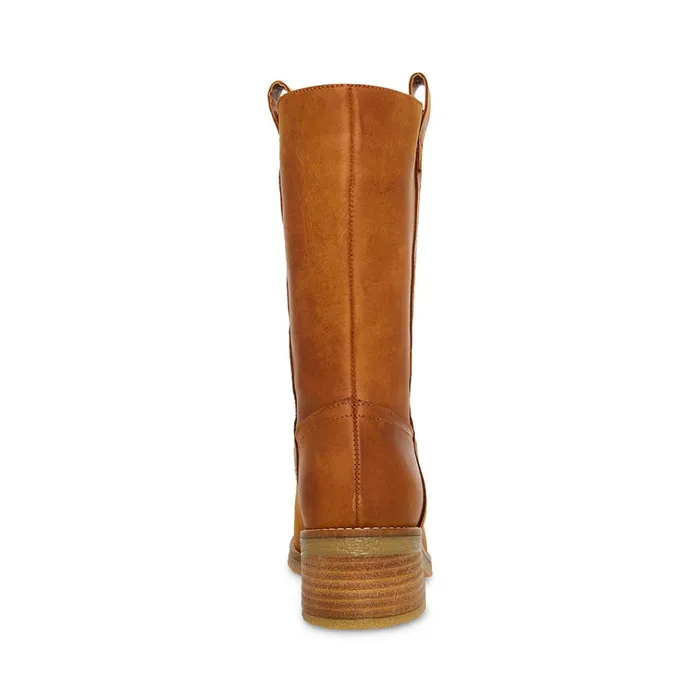 Womens Winny Cognac Leather Steve Madden Boots and Booties