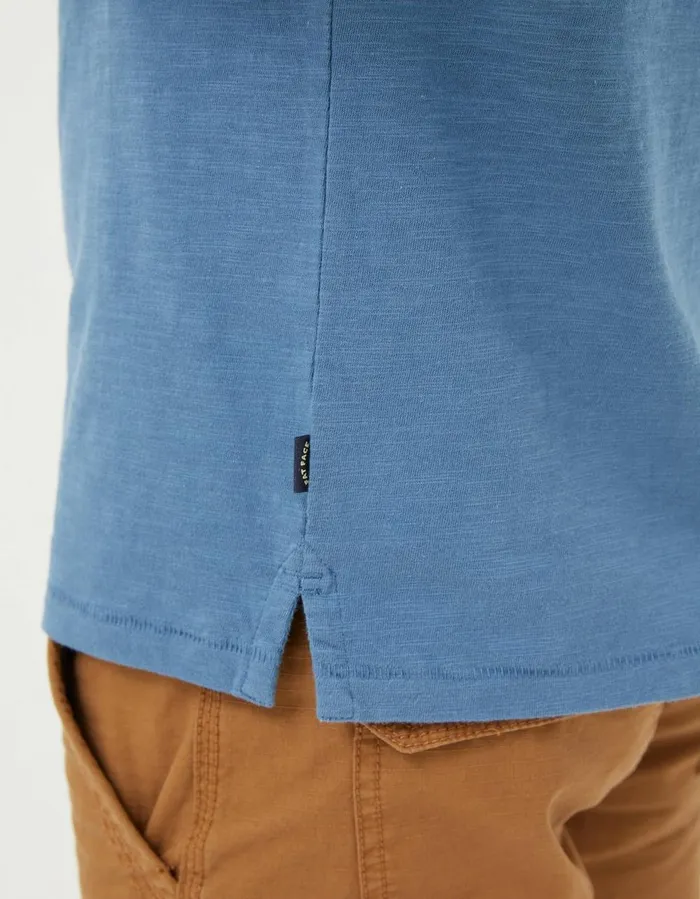 Woodside Slub Cotton Henley Light Denim Blue Men FatFace TShirts