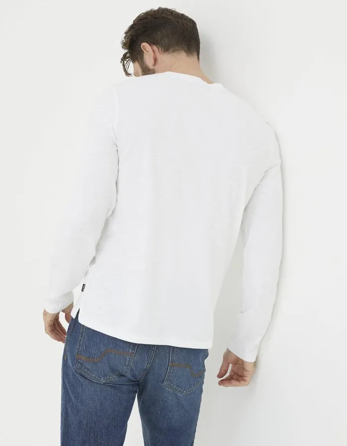 Woodside Slub Cotton Henley White Men FatFace TShirts