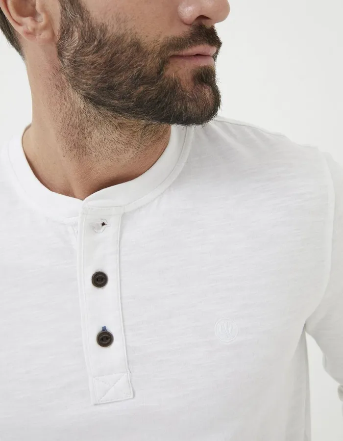 Woodside Slub Cotton Henley White Men FatFace TShirts