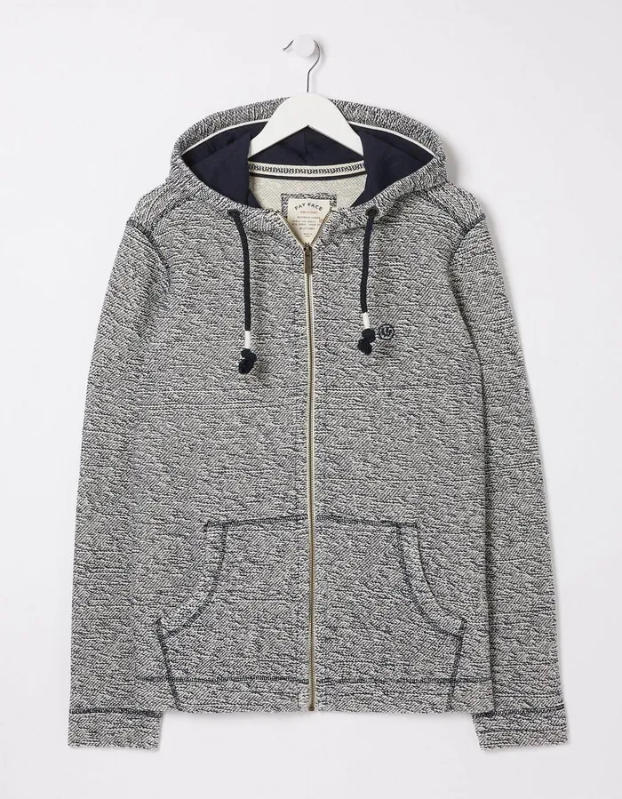 Woolacombe Zip Through Hoodie Navy Men FatFace Sweatshirts and Hoodies