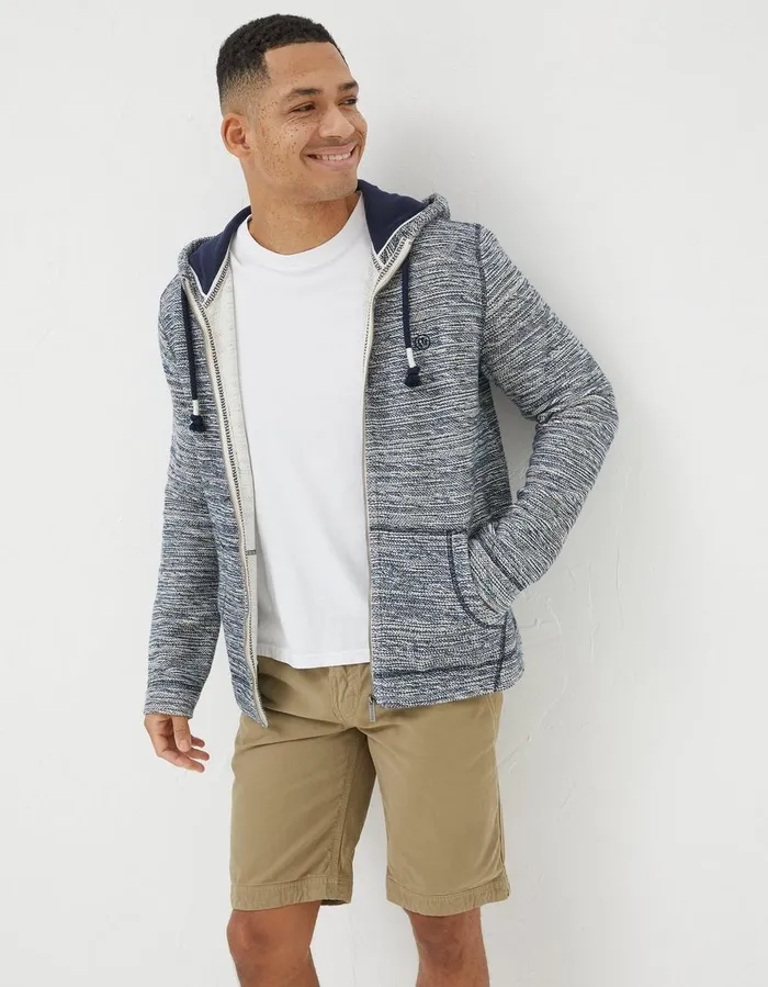 Woolacombe Zip Through Hoodie Navy Men FatFace Sweatshirts and Hoodies