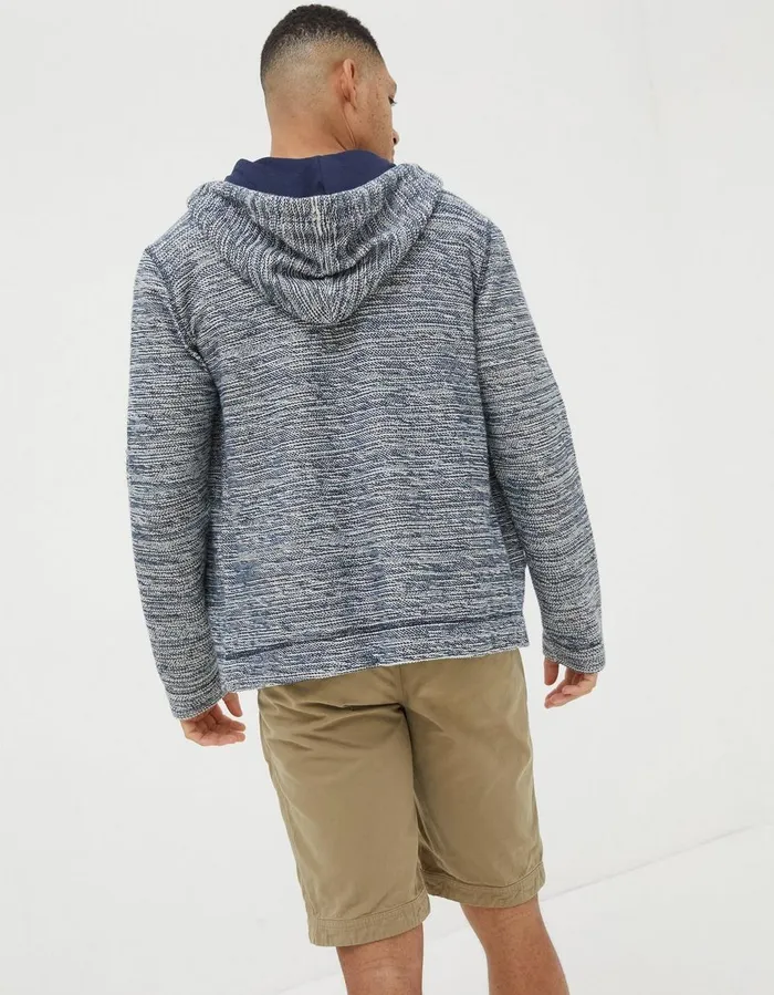 Woolacombe Zip Through Hoodie Navy Men FatFace Sweatshirts and Hoodies