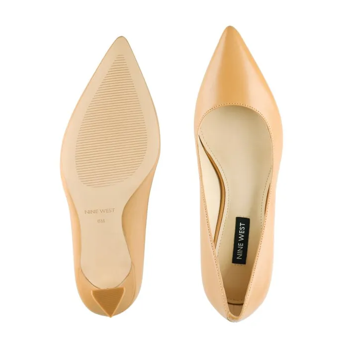 Workin Pointy Toe Pumps Mocha Leather Women Nine West Heels