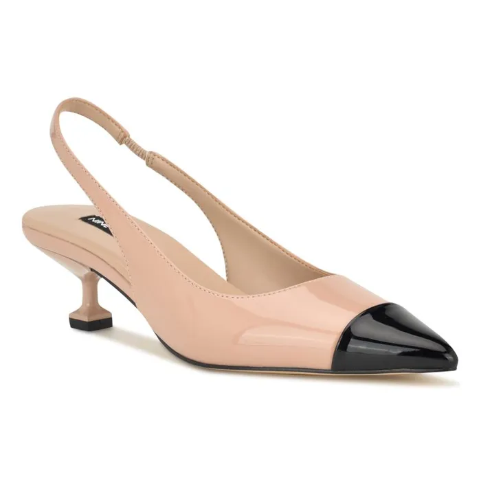 Workit Pointy Cap Toe Slingbacks Light Natural Patent Women Nine West Heels