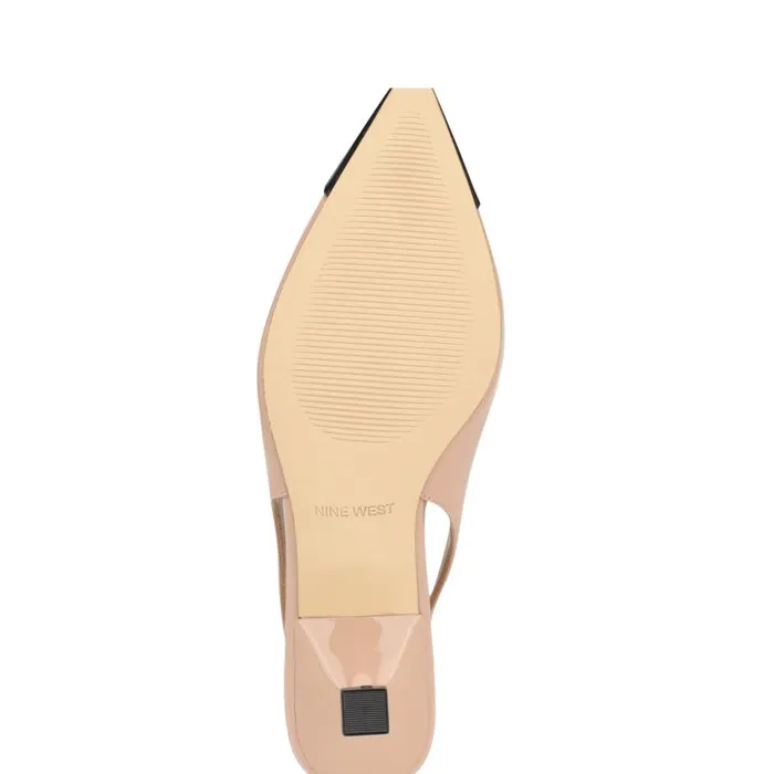 Workit Pointy Cap Toe Slingbacks Light Natural Patent Women Nine West Heels