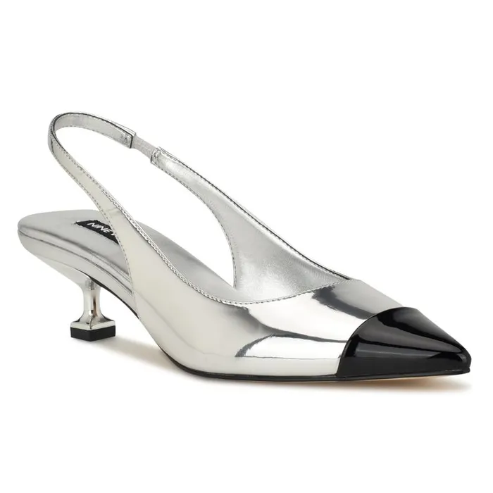 Workit Pointy Cap Toe Slingbacks Silver Women Nine West Heels