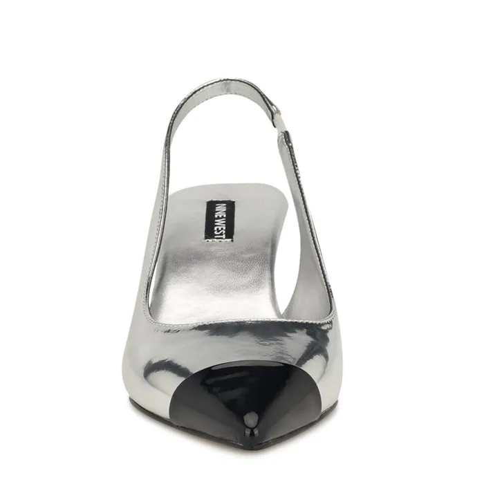 Workit Pointy Cap Toe Slingbacks Silver Women Nine West Heels