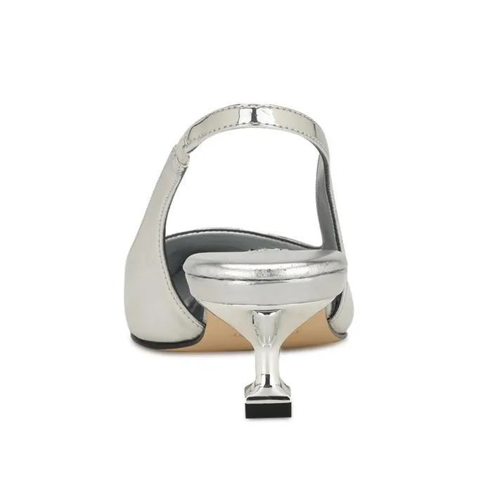 Workit Pointy Cap Toe Slingbacks Silver Women Nine West Heels