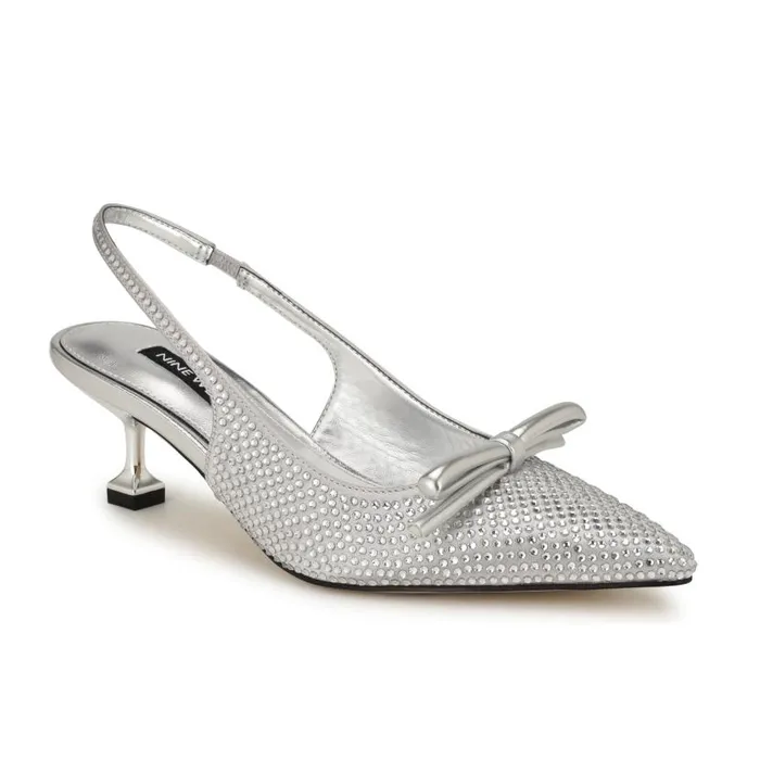 Wunder Bow Slingbacks Silver Women Nine West Heels