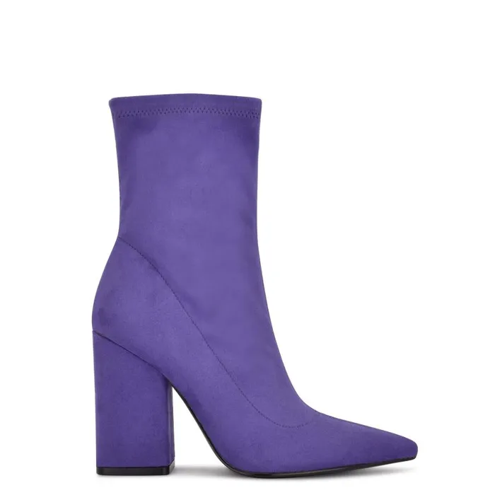 Xrey Heeled Booties Purple Suede Women Nine West Boots and Booties