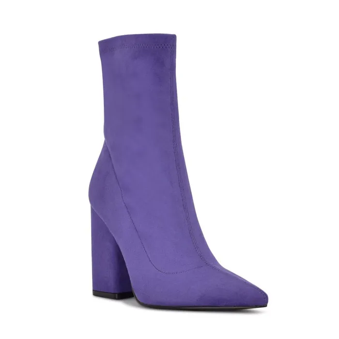 Xrey Heeled Booties Purple Suede Women Nine West Boots and Booties