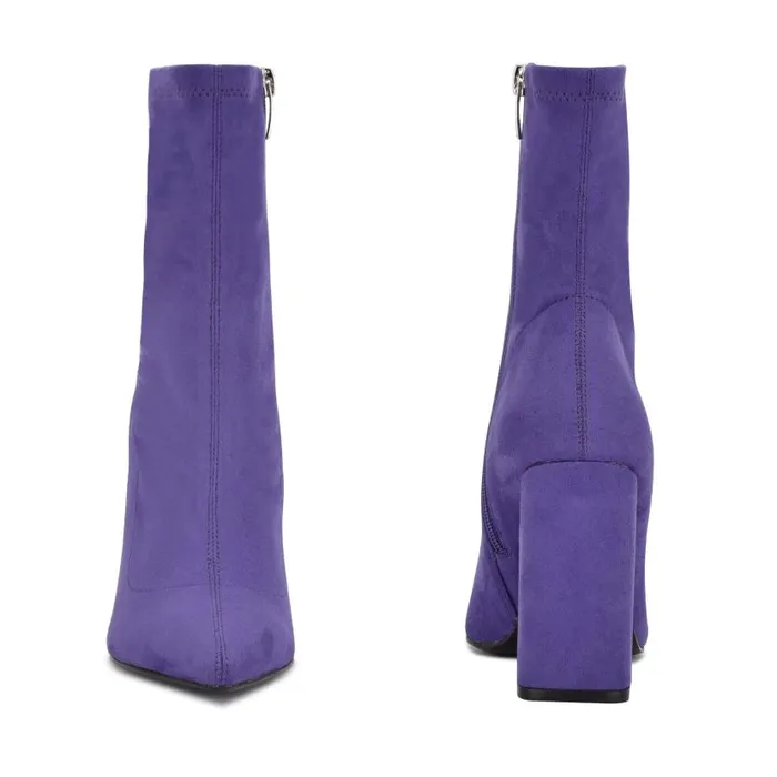 Xrey Heeled Booties Purple Suede Women Nine West Boots and Booties