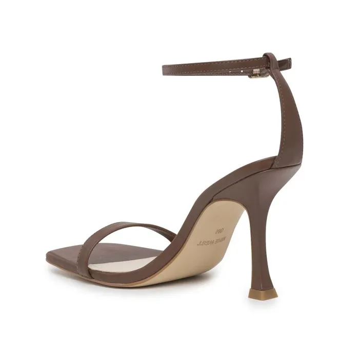 Yess Ankle Strap Sandals Brown Leather Women Nine West Sandals