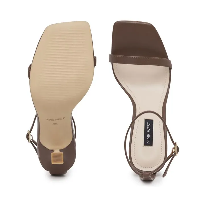 Yess Ankle Strap Sandals Brown Leather Women Nine West Sandals