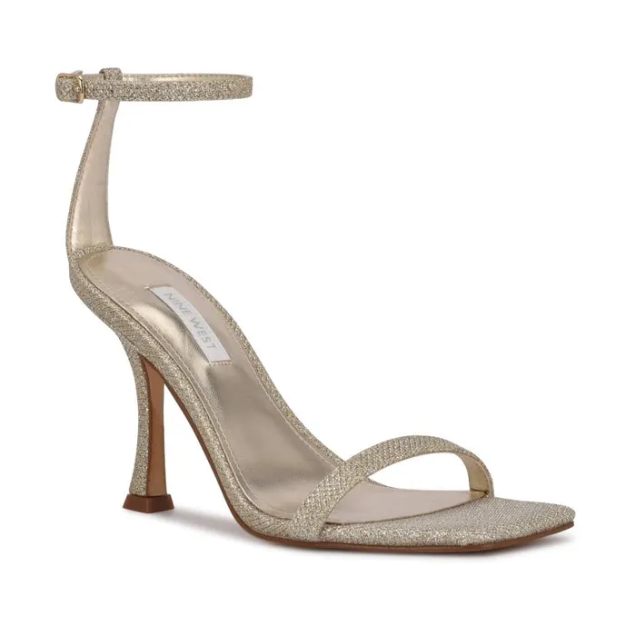Yess Ankle Strap Sandals Gold Glitter Women Nine West Sandals