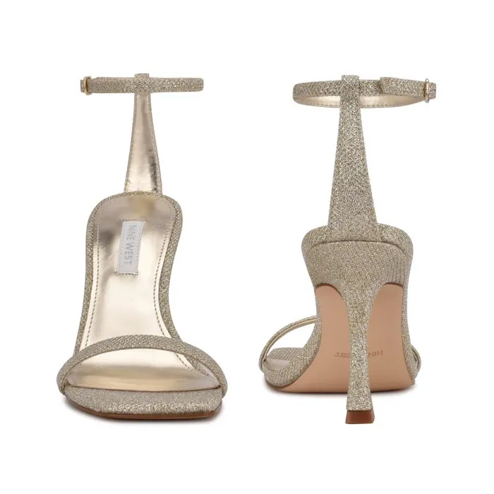 Yess Ankle Strap Sandals Gold Glitter Women Nine West Sandals