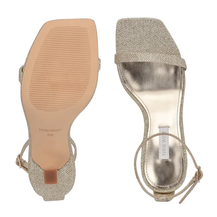 Yess Ankle Strap Sandals Gold Glitter Women Nine West Sandals
