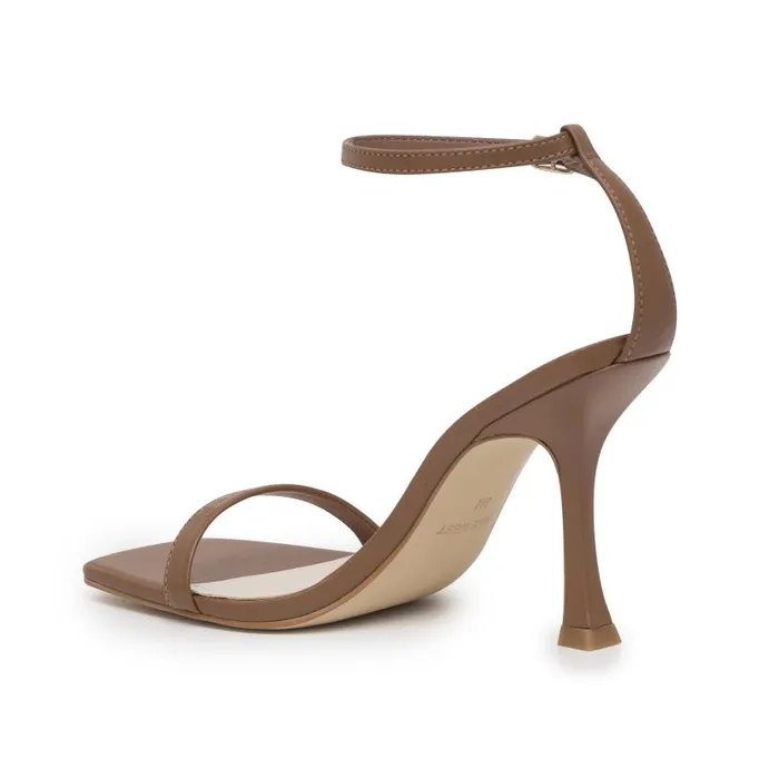 Yess Ankle Strap Sandals Light Brown Leather Women Nine West Heels
