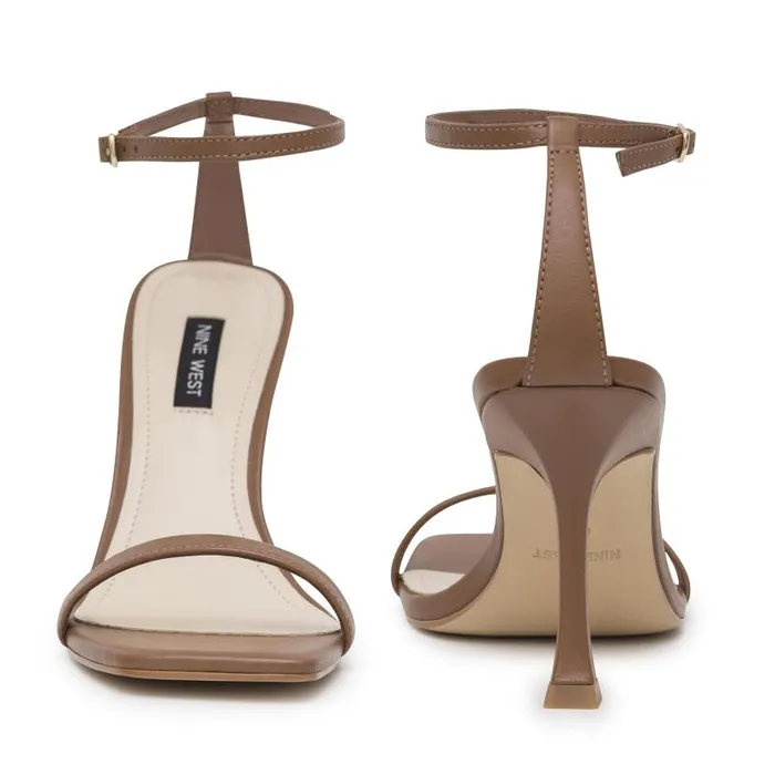 Yess Ankle Strap Sandals Light Brown Leather Women Nine West Heels