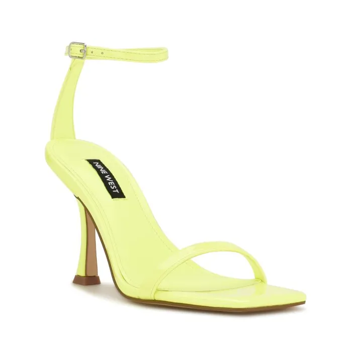 Yess Ankle Strap Sandals Neon Lime Patent Women Nine West Heels