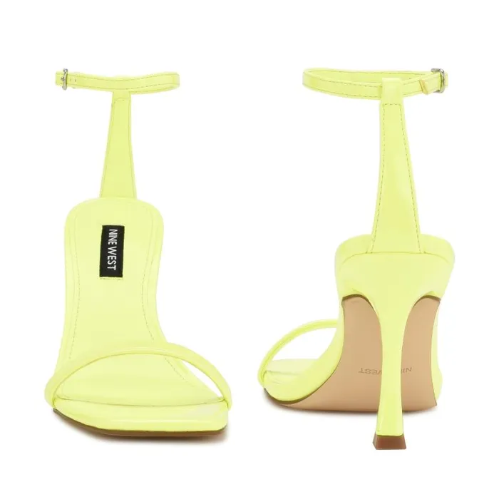 Yess Ankle Strap Sandals Neon Lime Patent Women Nine West Heels