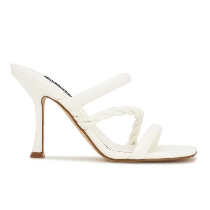 Yester Heeled Slide Sandals White Women Nine West Heels