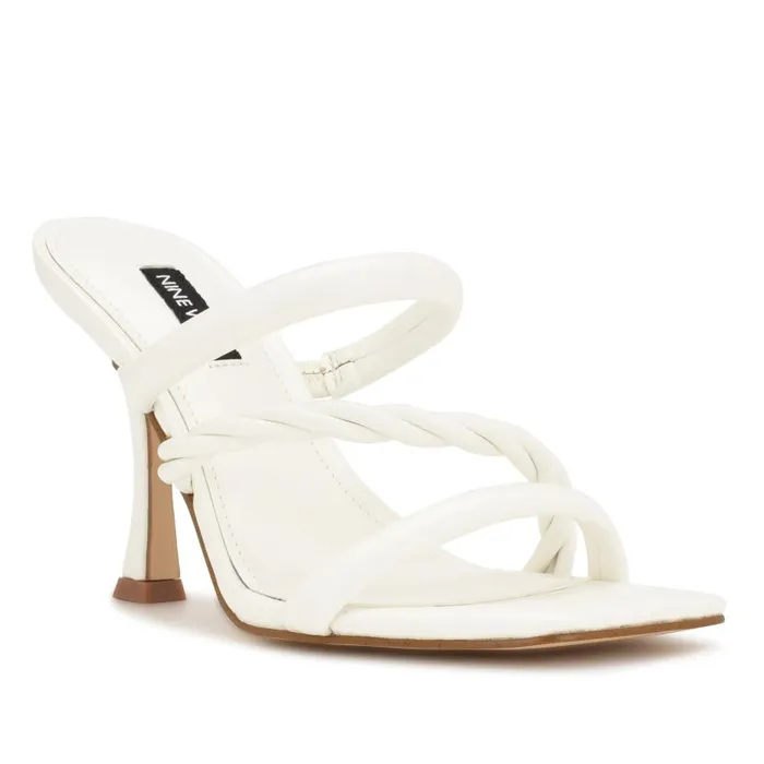 Yester Heeled Slide Sandals White Women Nine West Heels