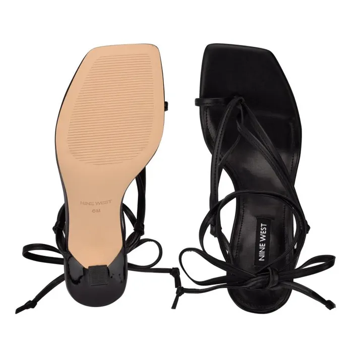 Yippie Ankle Wrap Heeled Sandal Black Women Nine West Sandals