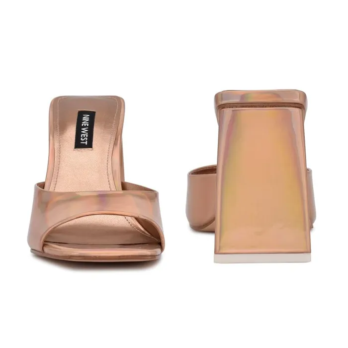 Yougo Heeled Slide Sandals Beige Iridescent Women Nine West Heels