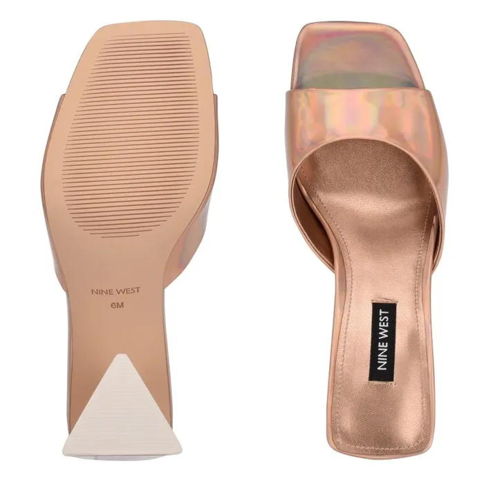 Yougo Heeled Slide Sandals Beige Iridescent Women Nine West Heels