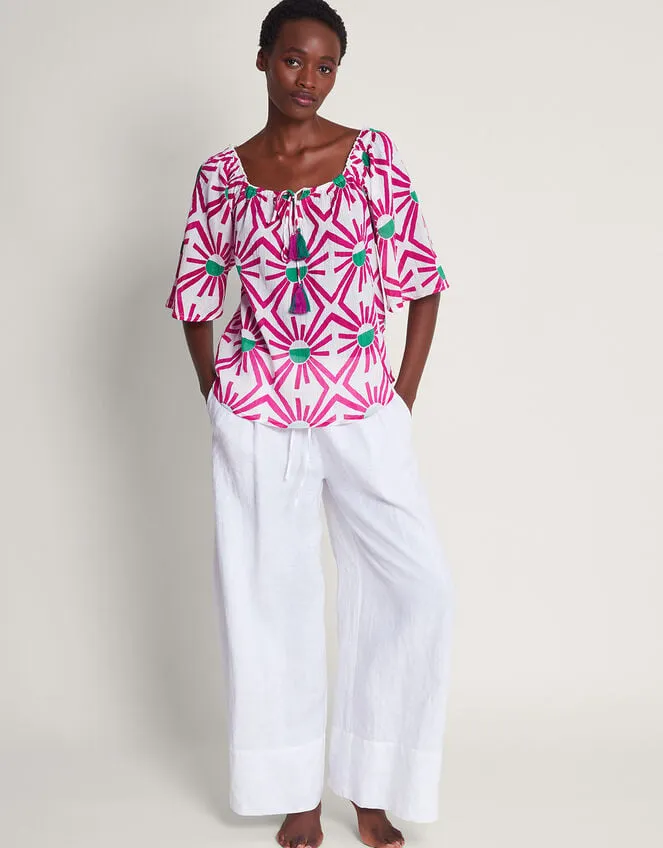 Zamora Geometric Print Sun Top Pink Women Monsoon Tops and Blouses