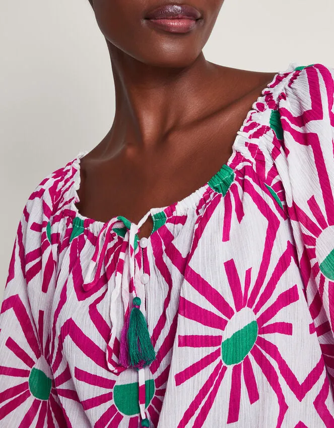 Zamora Geometric Print Sun Top Pink Women Monsoon Tops and Blouses