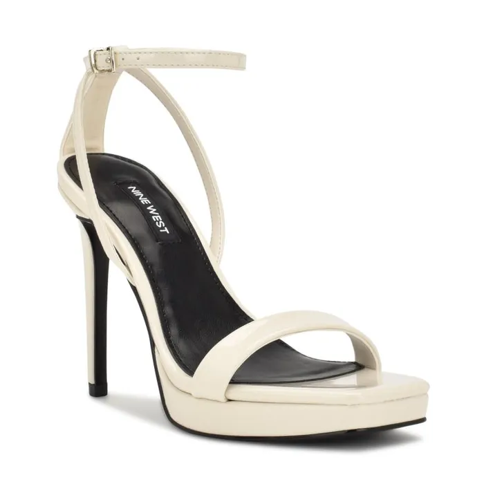 Zilo Platform Sandals Chic Cream Patent Women Nine West Sandals