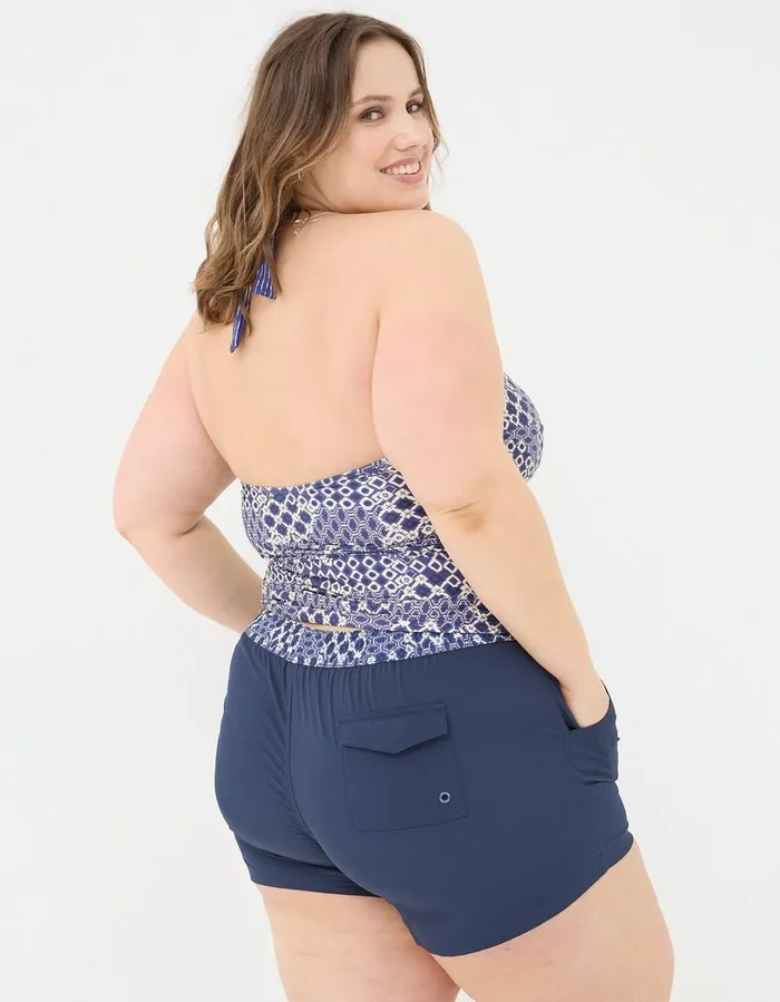 Zuri Patchwork Geo Tankini Blue Women FatFace Beachwear and Swimwear